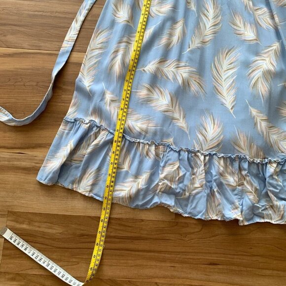 Torrid Light Blue Feather Challis Tie Midi Dress 0 Women’s Large - Picture 16 of 16